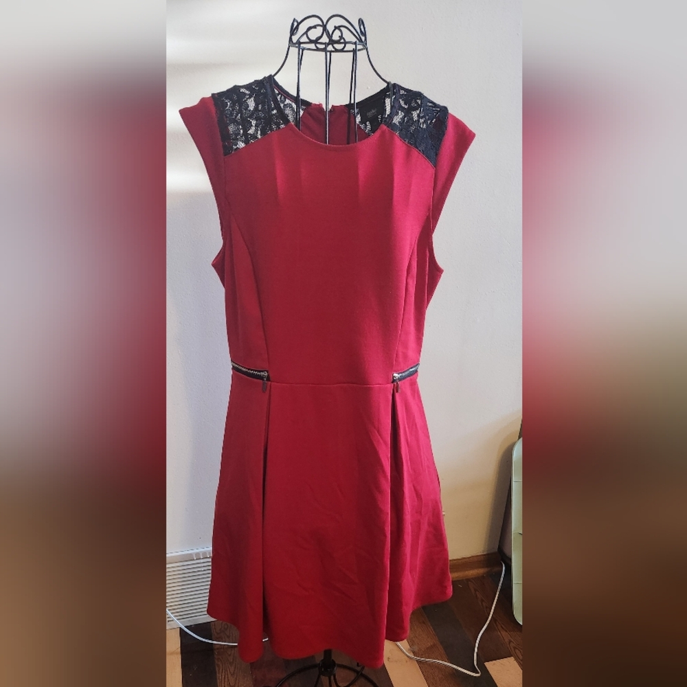 Mossimo Red Dress with Black Lace